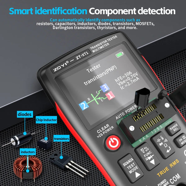 ZOYI ZT-XT1 True-RMS High-Precision Transistor Multimeter 2-in-1: Voltage, Resistance, Transistor & Capacitance Testing