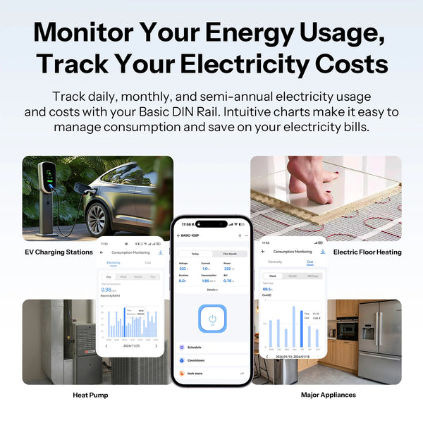 SONOFF BASIC-1GSP Basic DIN Rail Matter Over WiFi Version Load 32A Energy Electricity Bill Tracking Matter Compatible Apple Home