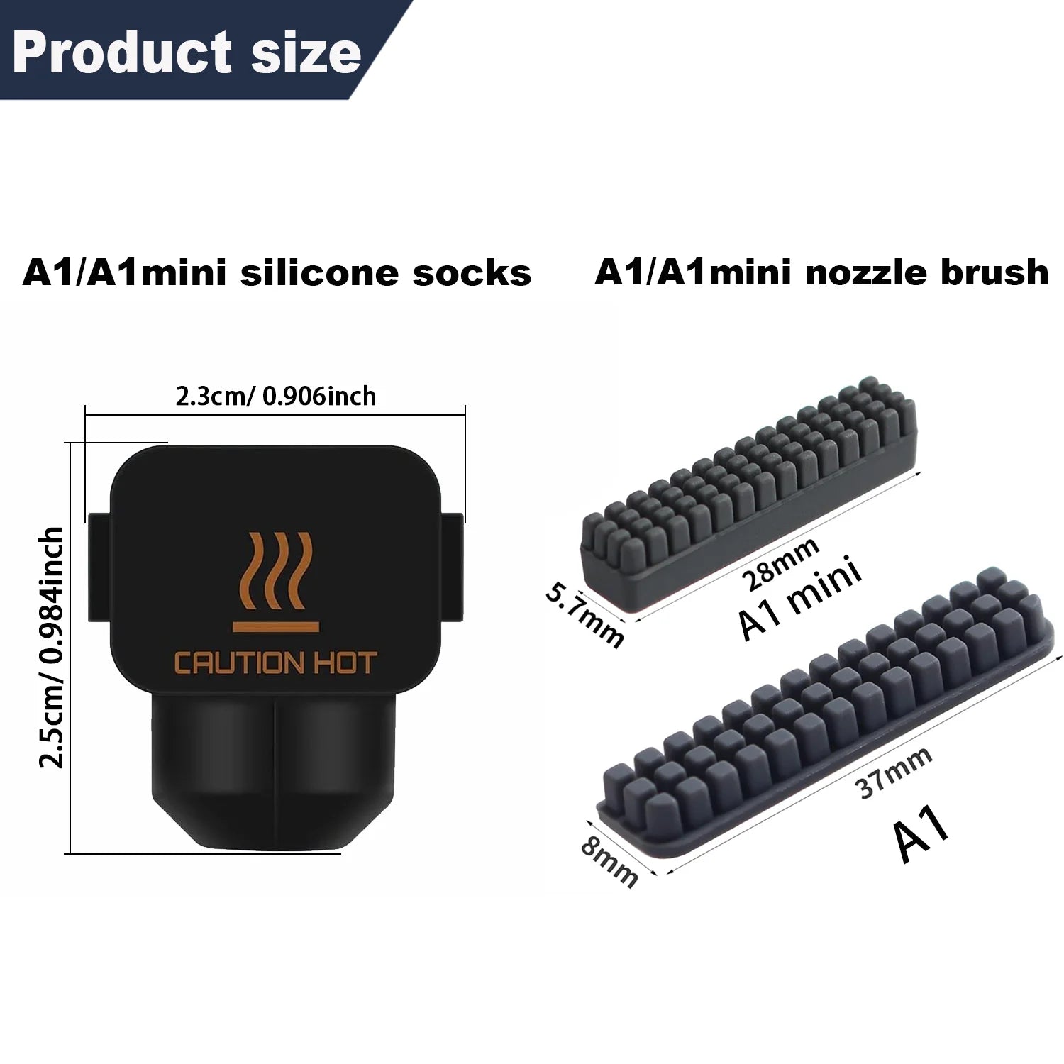 A1/A1 Mini Hotend Silicone Sock with A1 Mini Nozzle Wiper, 3D Print Cleaning Brush Tool Kit Compatible for Bambu Lab A1/A1mini