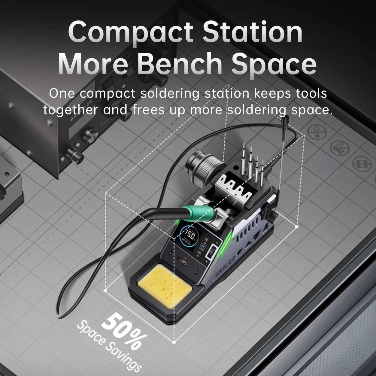 FNIRSI DWS-P2 Mini Portable Soldering Station 100W USB Type-C PD Soldering Iron Digital Fast Heating for Repair PCB SMD