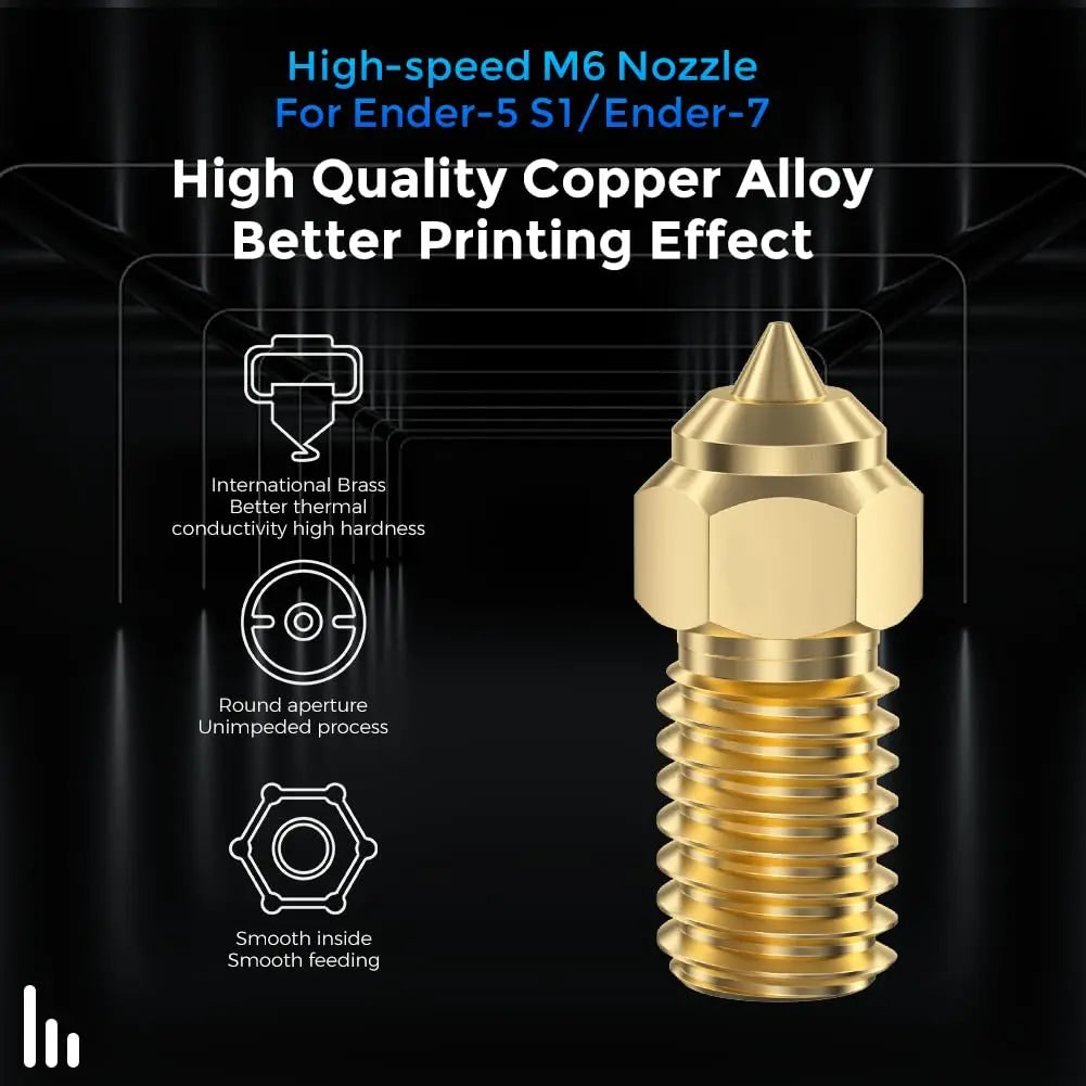 Official Creality Ender 3 V3 SE Nozzles 0.4mm 5PCS High-Speed Brass Nozzles M6 Hotend Extruder Nozzle for Ender 5 S1/Ender 7 3D