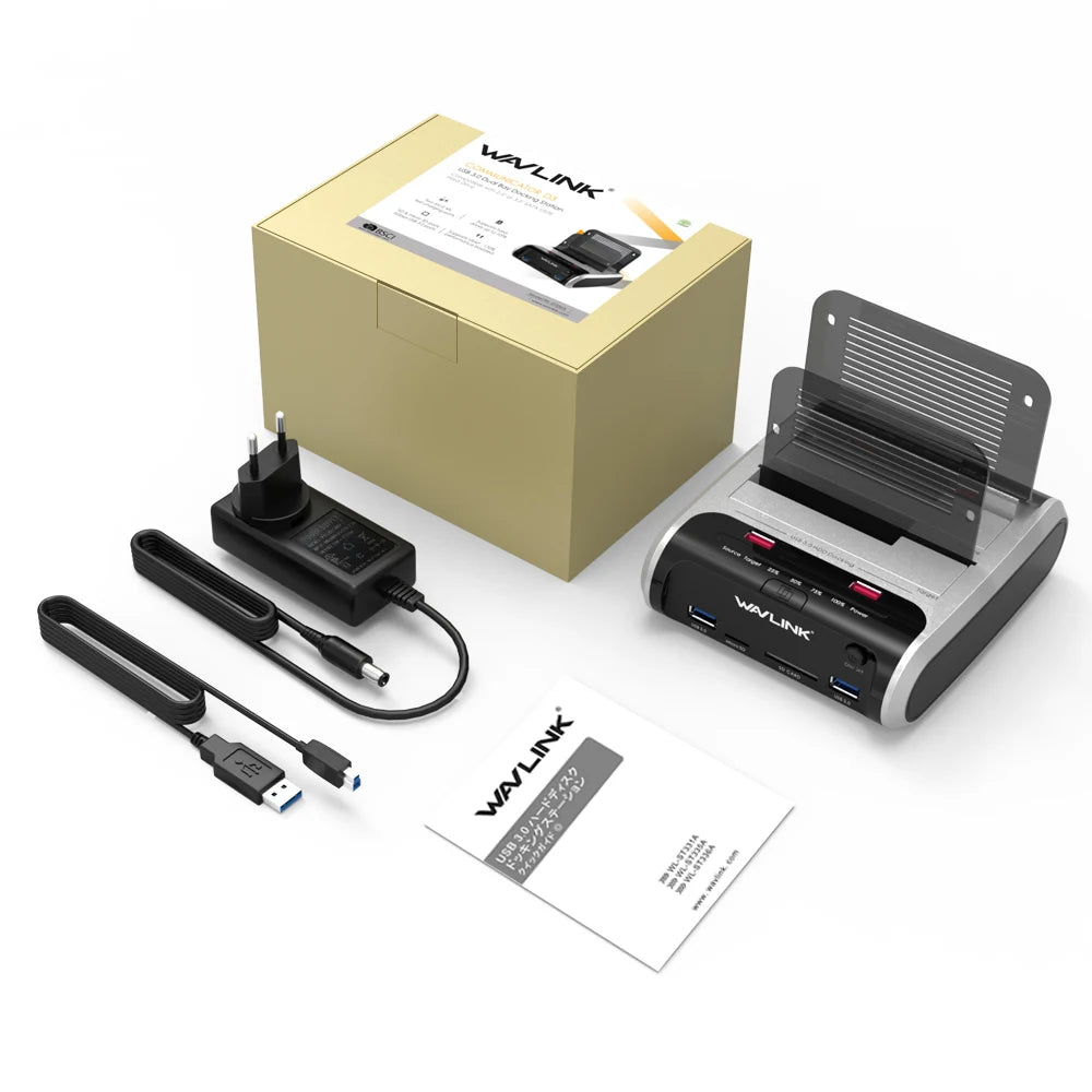 Wavlink USB 3.0 External Hard Drive Case 2.5 3.5 SSD HDD Fast Offline Clone SATA Dual Bay detail image 9