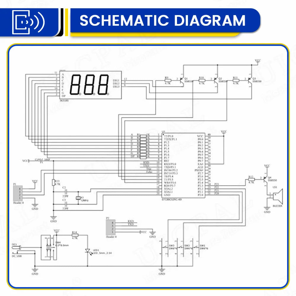 DIY Ultrasonic Ranging Electronic Kit STC with LED Measuring Distance 0-4M Radar Alarm DIY detail image 5