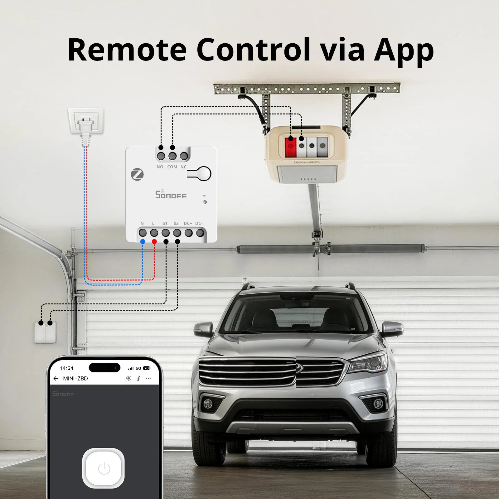 SONOFF MINI-ZBD MINI Dry Zigbee Dry Contact Smart Switch AC & DC Power Compatibility Control Garage Door,Motor,Boiler,Main Gate