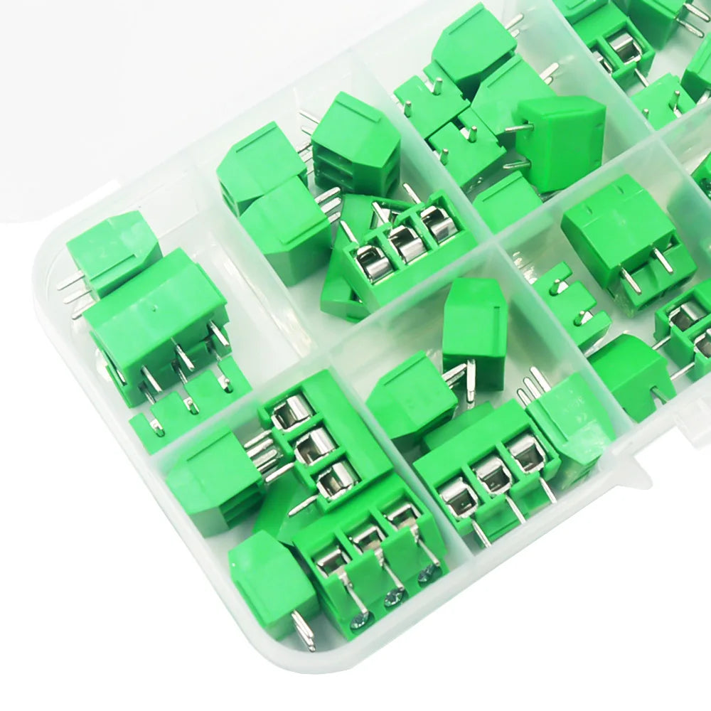 50Pcs/BOX Green Blue Pitch 5.0mm Straight Pin 2P 3P Screw PCB Terminal Block Connector 10A detail image 5