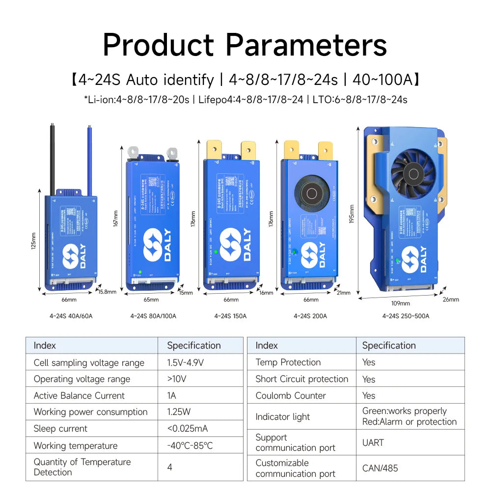 Daly BMS WiFi Active BMS 250 amperios for Lifepo4 4S 8S 24S 100A 150A 200A 500A Active detail image 3