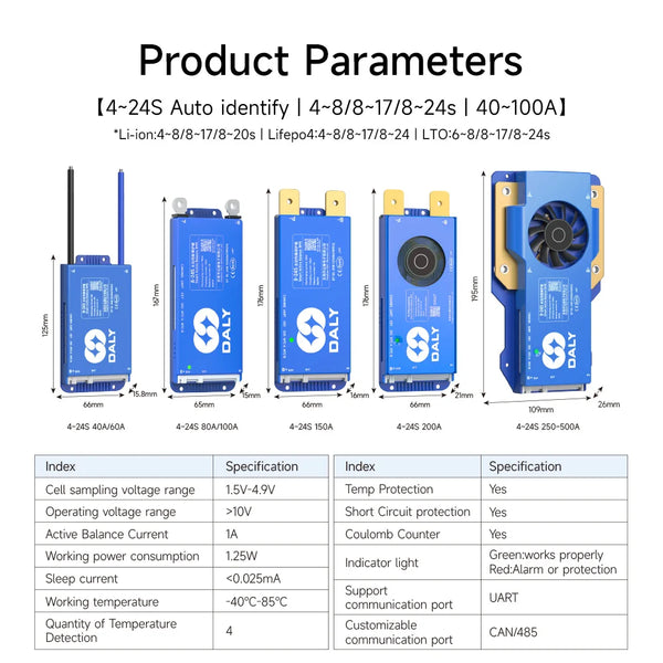 Daly BMS WiFi Active BMS 250 amperios for Lifepo4 4S 8S 24S 100A 150A 200A 500A Active detail image 3