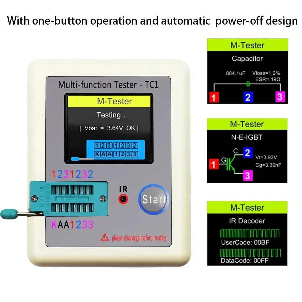 LCR TC1 1.8 Inch TFT LCD Display Multimeter Transistor Tester Diode Triode Capacitor detail image 2