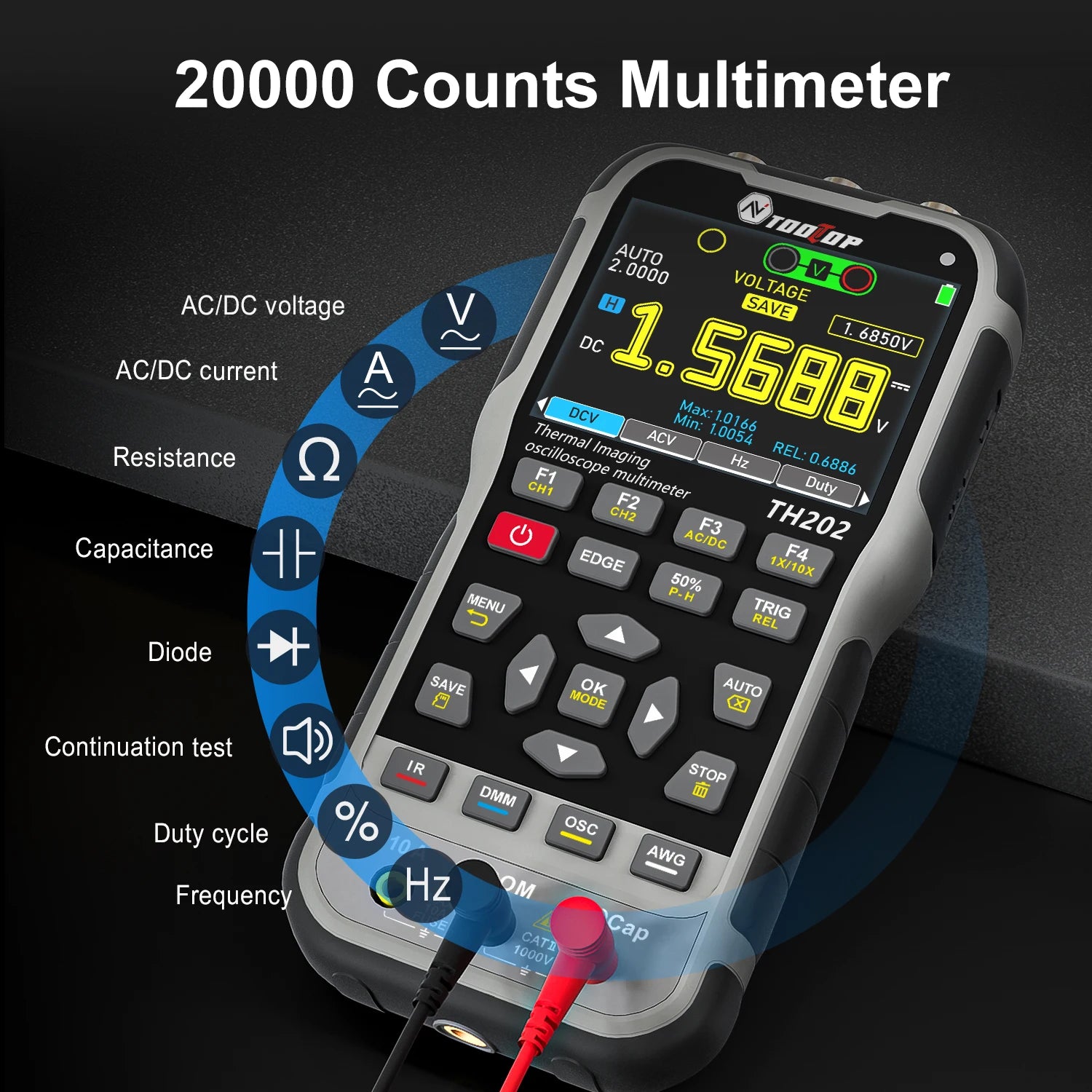 TOOLTOP TH202 4in1 256x192 Thermal Camera 2 Channels 80MHz Oscilloscope Multimeter PCB detail image 6