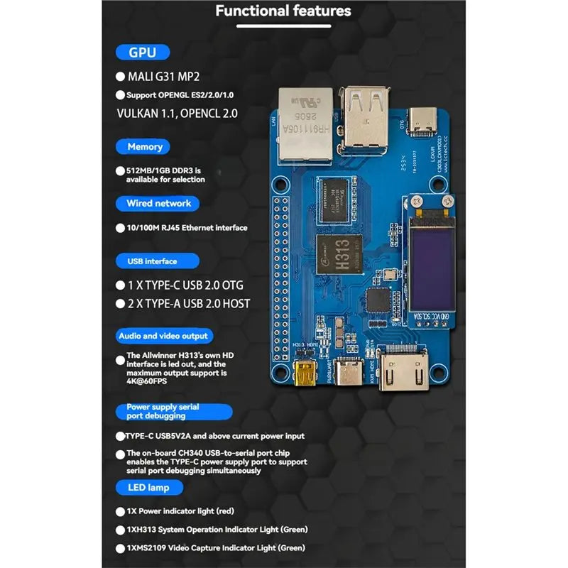 Stable Performance-LCKVM Server H313 Development Board 512MB/1GB DDR3 Memory Computer Remote detail image 5