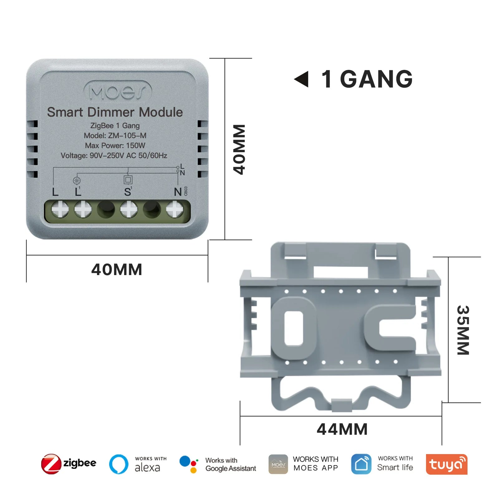 MOES Tuya Mini WiFi/Zigbee Smart Switch/Dimmer Module DIY Module Light Switch 1/2 Gang detail image 9