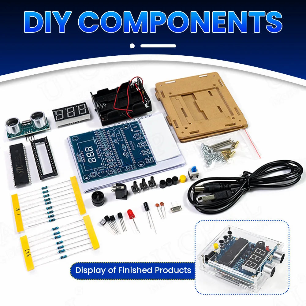 DIY Ultrasonic Ranging Electronic Kit STC with LED Measuring Distance 0-4M Radar Alarm DIY detail image 6