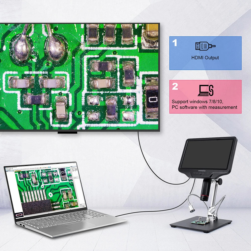 Andonstar AD409 HDMI Digital Microscope 10.1 LCD Screen Soldering Microscope 300X USB detail image 6