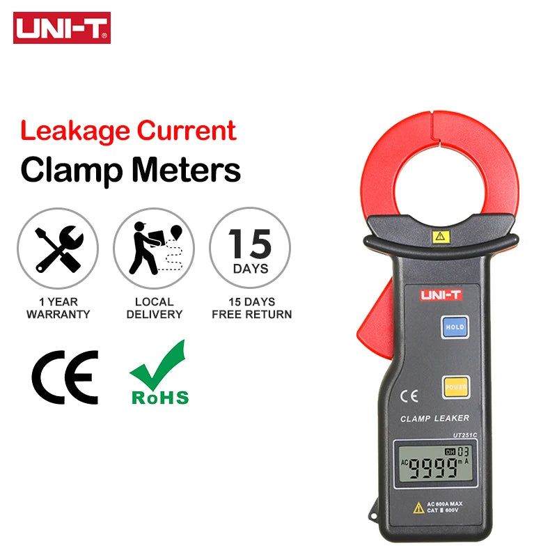 UNI-T Current Clamp Meter UT251C 600A Pliers Ammeter High Sensitivity Leakage Amperemeter Current Tester product image