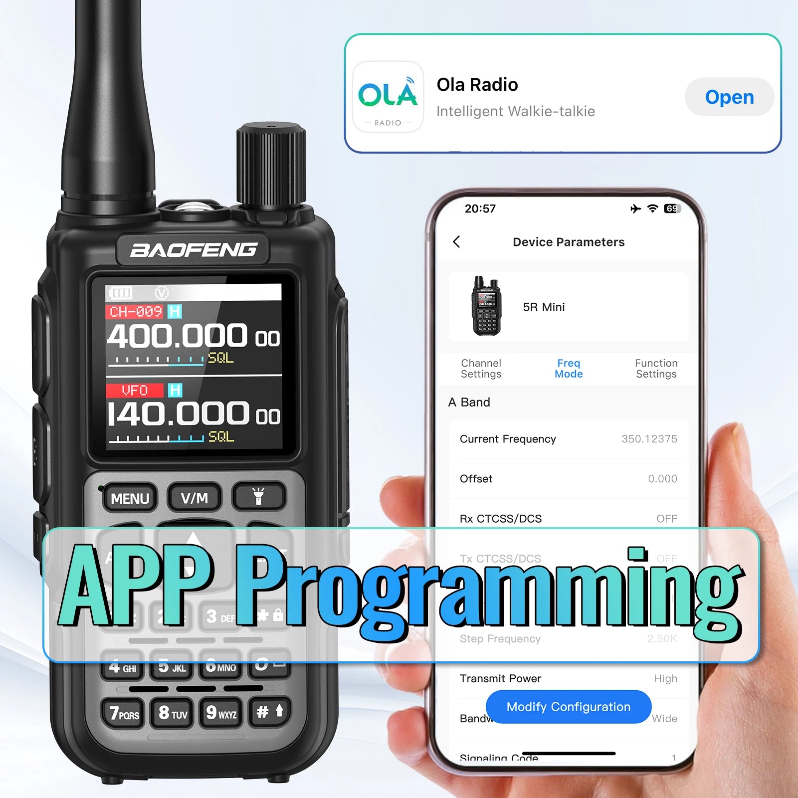 BAOFENG MINI 5 Walkie Talkie Multi Band Bluetooth Programming Dual PTT 2200mAh Copy Frequency New Upgrade UV 5R Mini Ham Radio