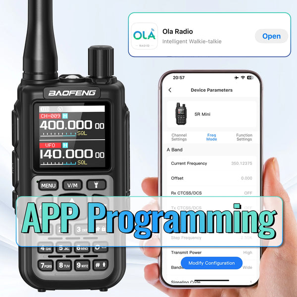 BAOFENG MINI 5 Walkie Talkie Multi Band Bluetooth Programming Dual PTT 2200mAh Copy Frequency New Upgrade UV 5R Mini Ham Radio