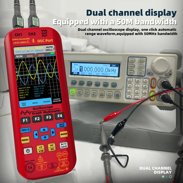 BSIDE 4-IN-1 Handheld Oscilloscope Digital Multimeter+Function Signal Generator Dual Channel detail image 3