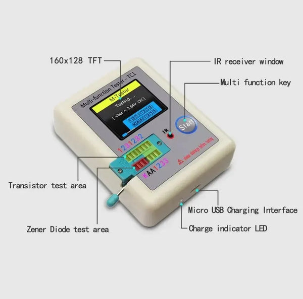 LCR TC1 1.8 Inch TFT LCD Display Multimeter Transistor Tester Diode Triode Capacitor detail image 3