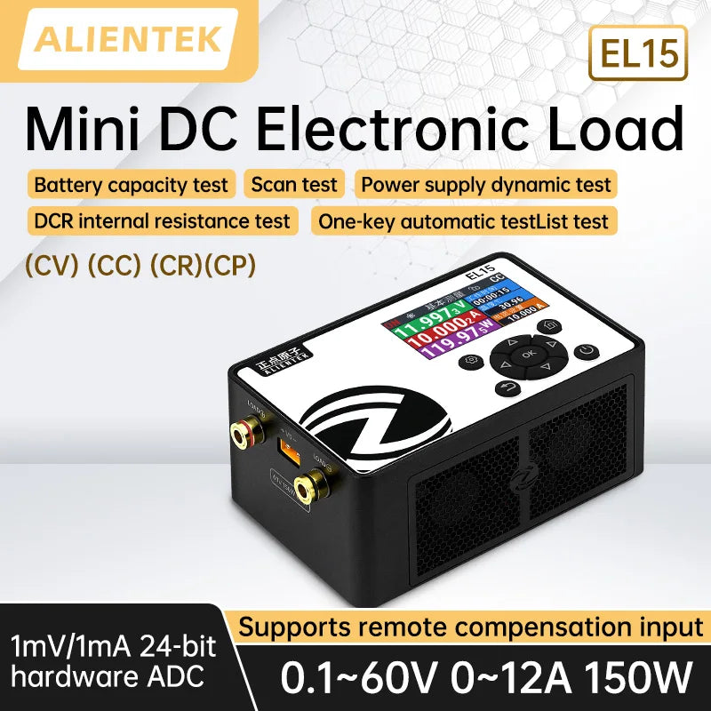 ALIENTEK EL15 DC Electronic Load 150W Battery Capacity Tester Mini Programmable Power Supply Checker Constant Current Voltage