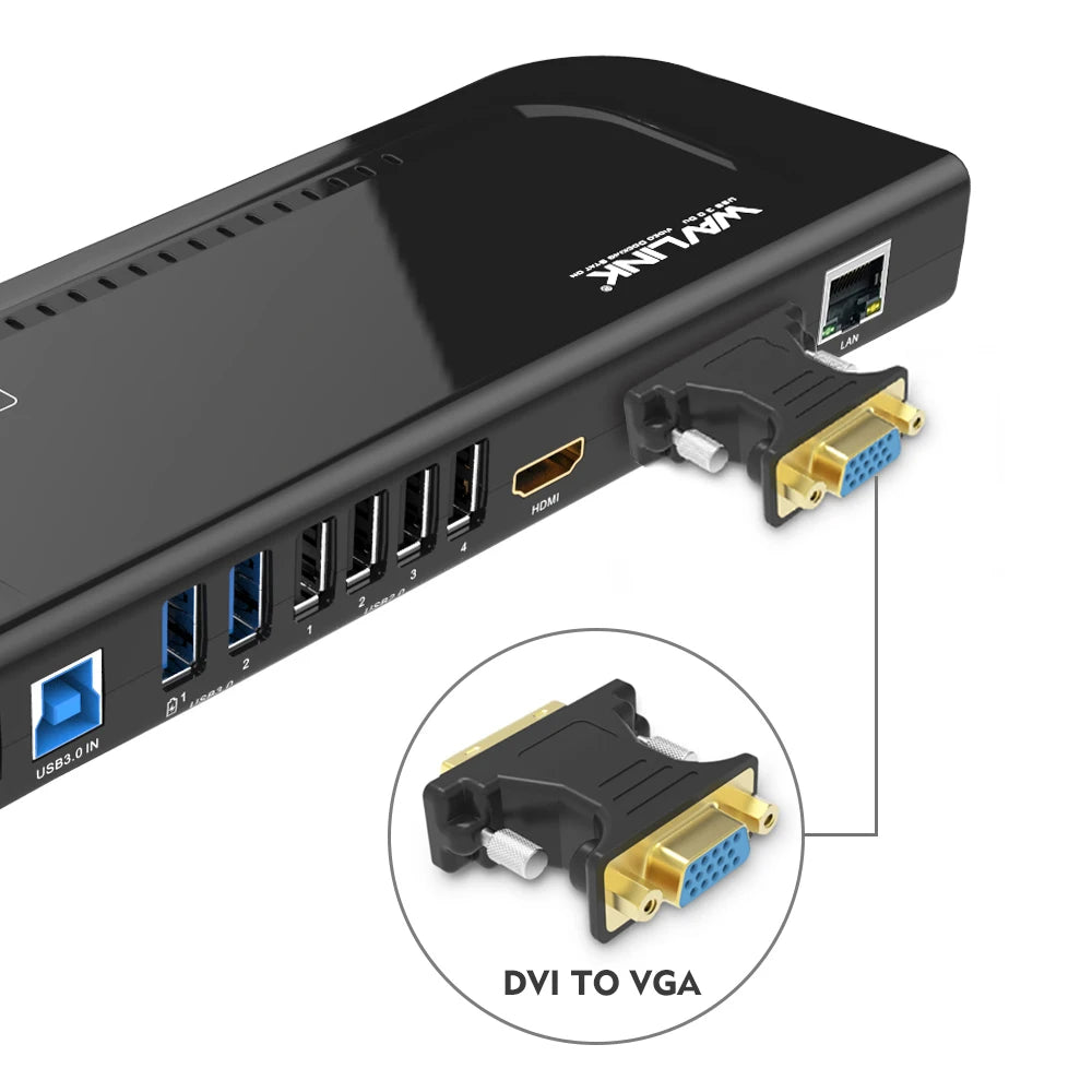 Wavlink USB 3.0 Universal Displaylink Docking Station Support Dual 2K@60Hz HDMI/DVI External detail image 4