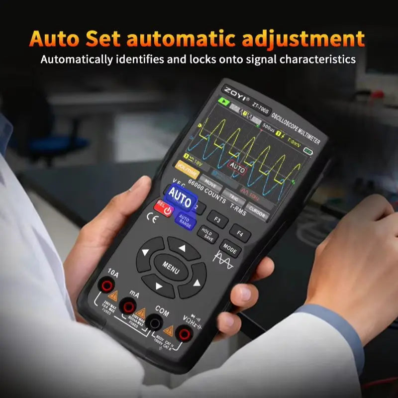 ZOYI ZT-706S 3-in-1 Automotive Oscilloscope Multimeter, True RMS with Waveform Generator, for Vehicle Repair and Electr