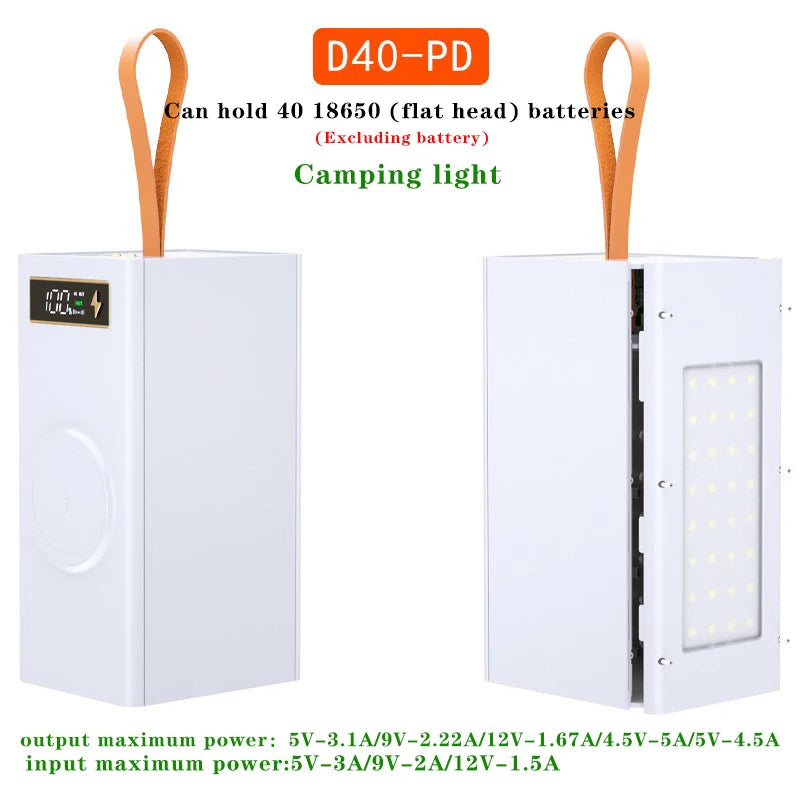 40*18650 DIY Power Bank Case Batteries Power Box Regular/PD Camping light Version Power Bank detail image 8