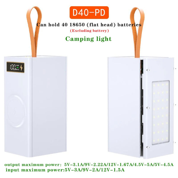 40*18650 DIY Power Bank Case Batteries Power Box Regular/PD Camping light Version Power Bank detail image 8