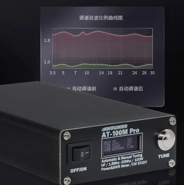 ANTUNER AT-100M Pro 100W 1.8MHz-30MHz ATU-100 ATU-100M QRP Antenna Tuner Morse Code SWR detail image 4