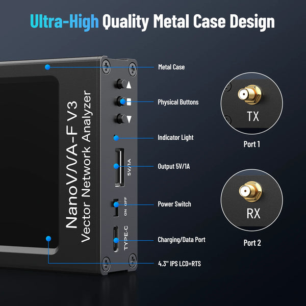 New NanoVNA-F V3 Vector Network Analyzer 1MHz-6GHz 4.3 Inch HF VHF UHF VNA Antenna Analyzer detail image 4