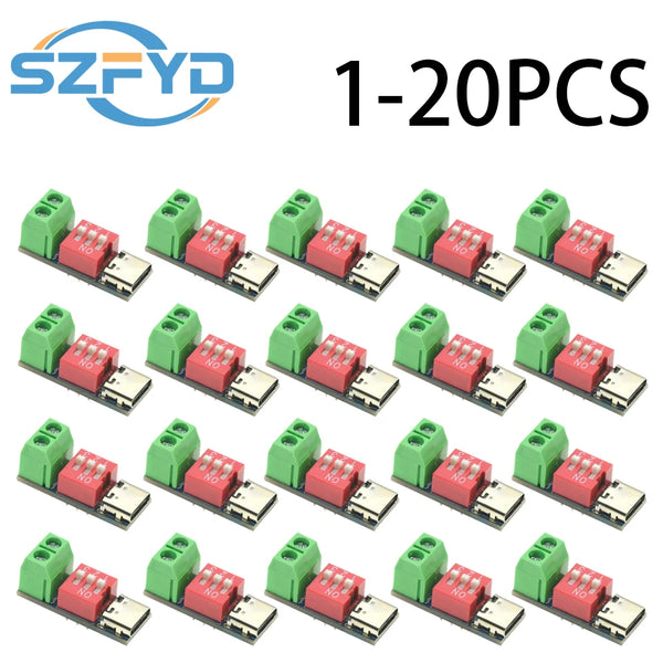 1-20pcs PD Fast Charging Test Board 5-20V Adjustable PD Trigger Module USB Type-C 100W Power Supply Tester
