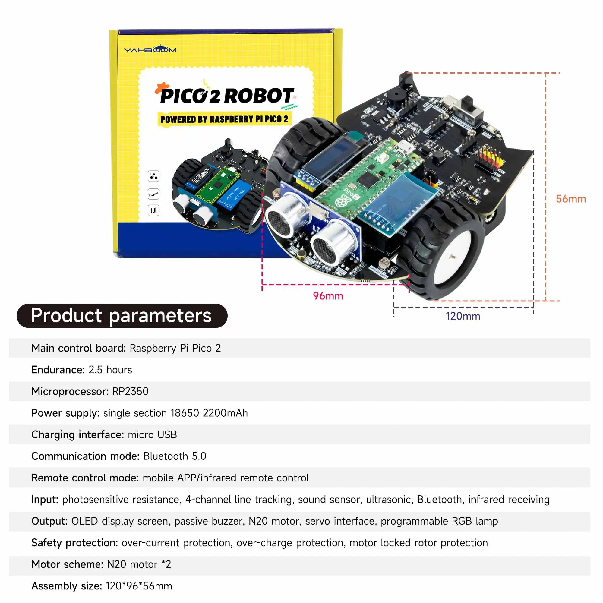 Raspberry Pi Pico 2 Robot Car Kit Programmable Car Use MicroPython Programming For DIY detail image 5
