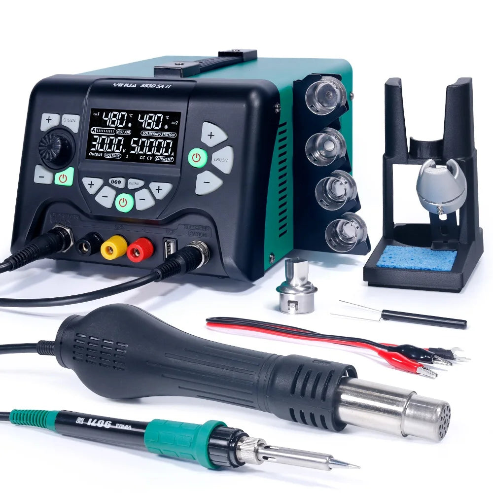 YIHUA 853D 5A II DC Power Supply With 970W Hot Air Soldering Station 3 in 1 Soldering Iron detail image 7