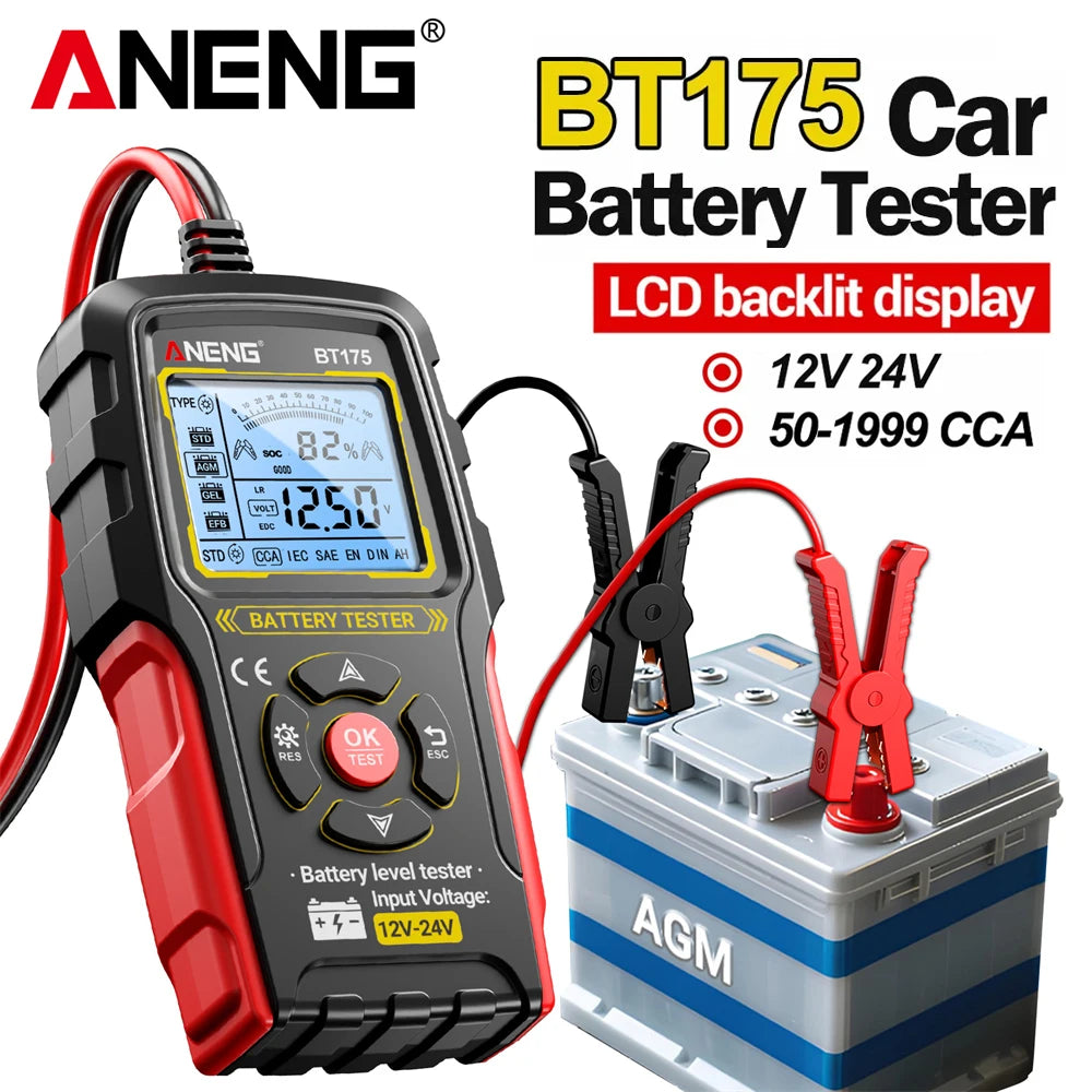 ANENG BT175 12V 24V Car Battery Tester Digital Alternator Automotive Analyzer Display Screen With Insulat product image