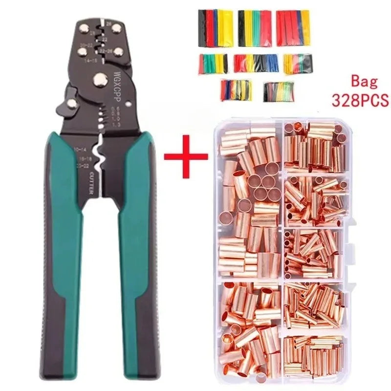 125/250/578Pcs Wire Ferrules Kit  Copper Crimp Connector Copper Connection Tube Terminal Connect and Protect The Connection