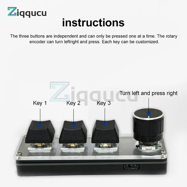 USB Mini 3-Key Keypad Mechanical Gaming Keyboard Programming Macro with Software One-Handed detail image 2