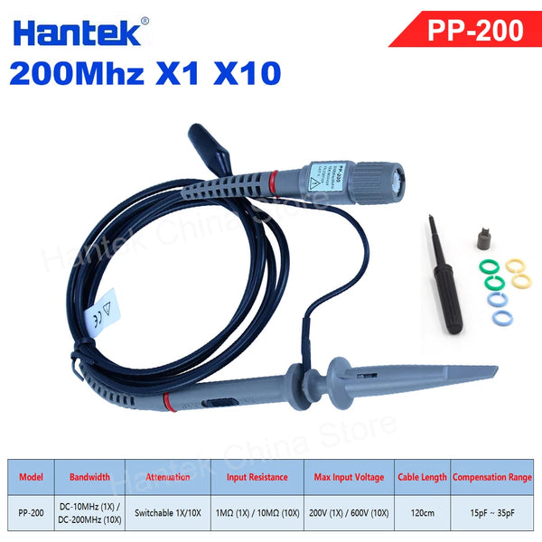 Hantek PP80-150-200-250-300 High Voltage Probe 60MHz-300MHz Kit Attenuation 10:1 Suitable For 1008c 6074be Various Oscilloscopes