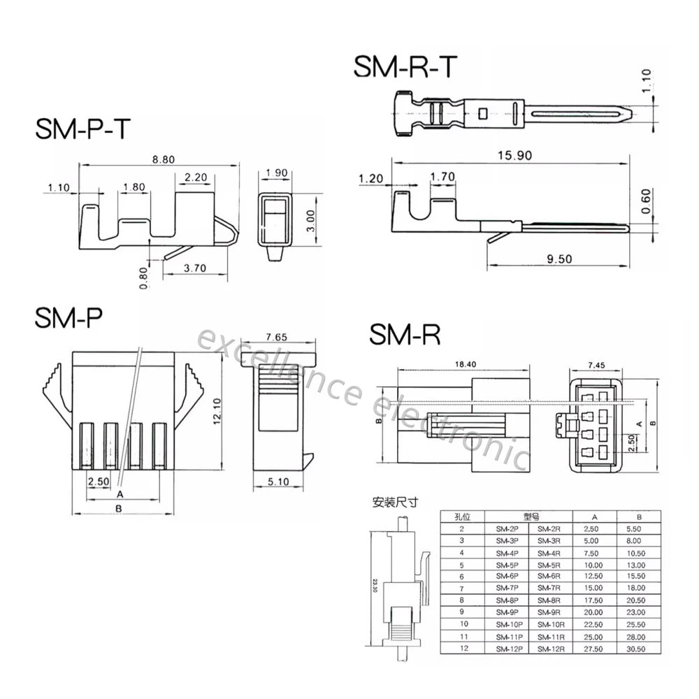 420PCS 2.5mm Pitch JST SM Connector 2 3 4 5 Pin Male/ Female Housing Plug Connector Assortment Kit