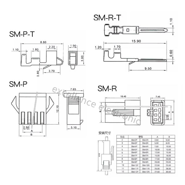 420PCS 2.5mm Pitch JST SM Connector 2 3 4 5 Pin Male/ Female Housing Plug Connector Assortment Kit