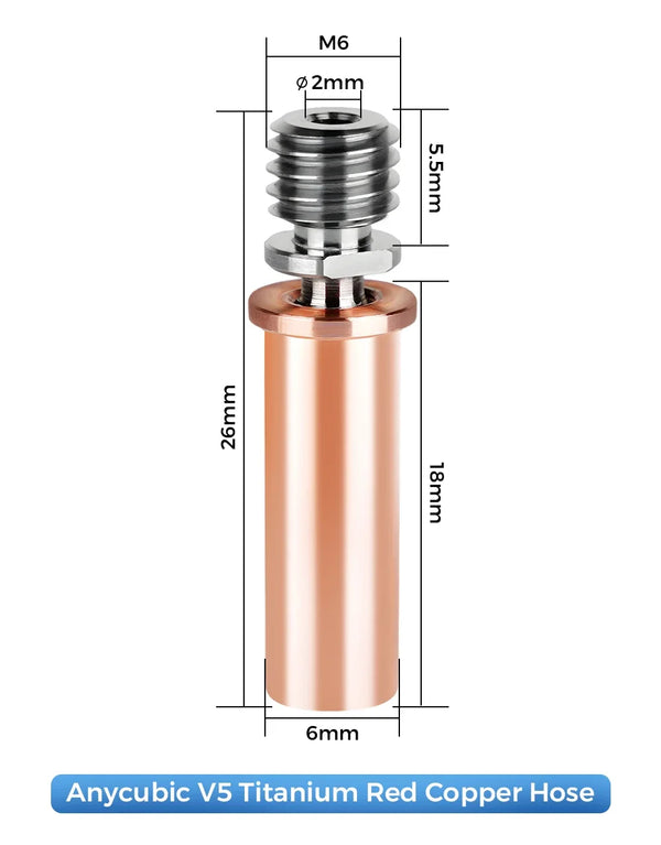 High Quality E3D V6 Throat V5 3D Printer Parts CR10 Bi-metal Heatbreak Copper Plated MK8 Throats For Kobra 2 Series CR10S CR6 SE