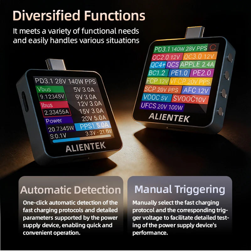 ALIENTEK USB Tester C2 Digital Voltmeter Charging Power Detector PD3.2 Battery Tester Fast Charge Detection Trigger