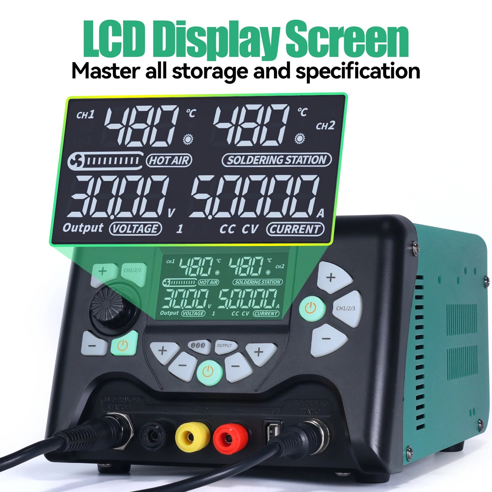 YIHUA 853D 5A II DC Power Supply With 970W Hot Air Soldering Station 3 in 1 Soldering Iron detail image 4