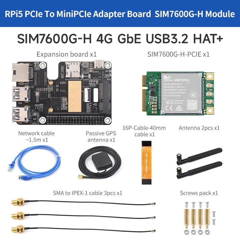 PCIe to MiniPCIe / Gigabit Ethernet / USB 3.2 Gen1 HAT for Raspberry Pi 5 Extend 2-Ch USB detail image 8