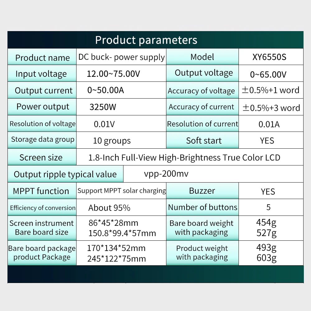 XY6550S 3250W 50A CNC Buck Power Supply Direct Current Stabilized Voltage Constant Voltage detail image 3