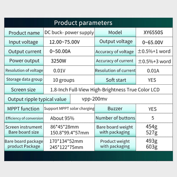 XY6550S 3250W 50A CNC Buck Power Supply Direct Current Stabilized Voltage Constant Voltage detail image 3