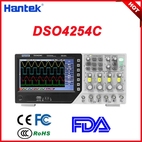 Hantek DSO4254C 4-channel 250MHz Oscilloscope+Arbitrary/Function Signal Generator+External Trigger+DVM+Au product image