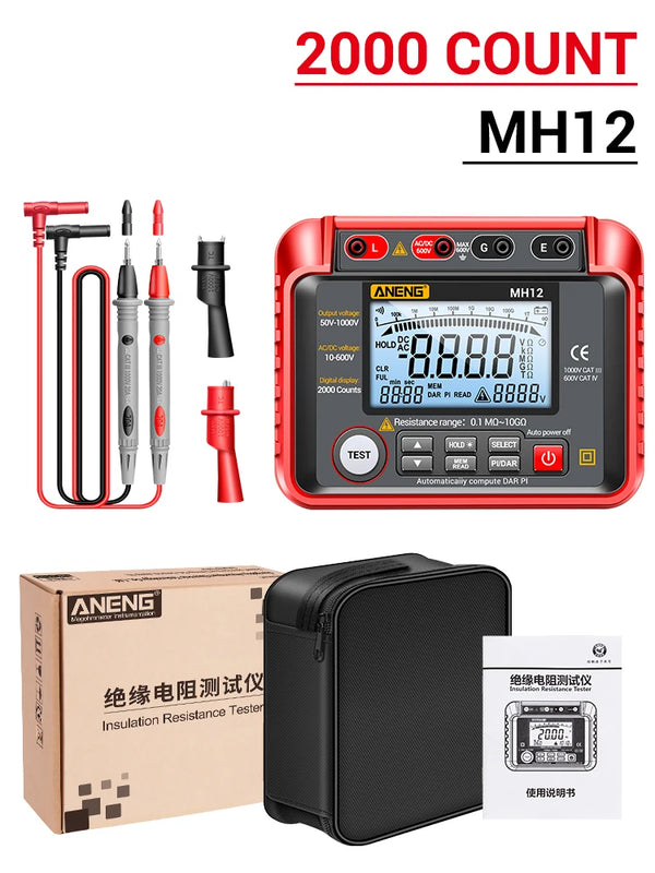 ANENG MH12 Digital Megohmmeter Meters Insulation Earth Resistance Meters Tester cable High detail image 7