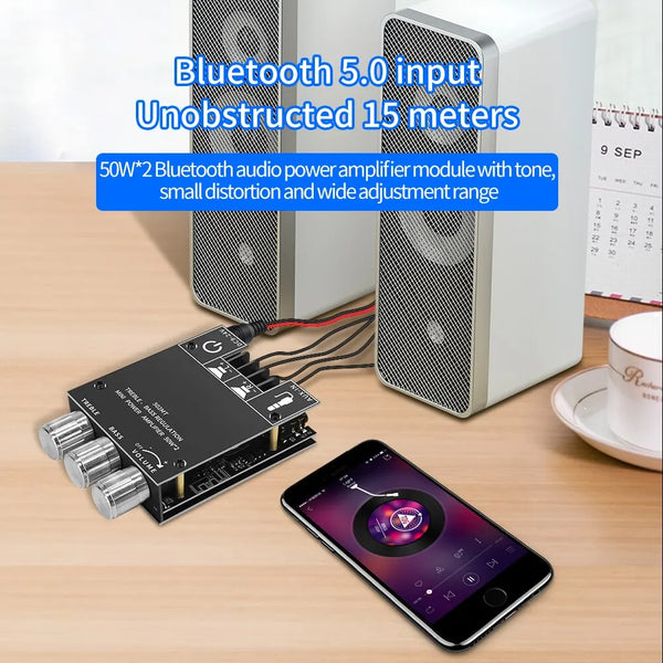ZK-502MT Bluetooth 5.0 Subwoofer Amplifier Board 2.0 Channel High Power Audio Stereo detail image 5