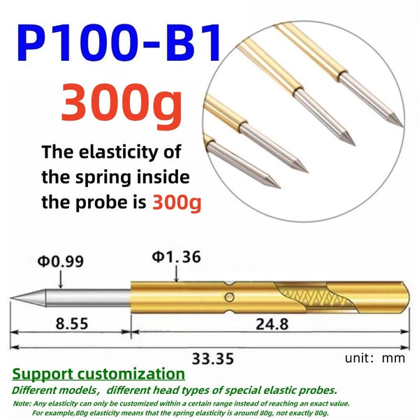 20/100PCS Spring Test Pin P156-B P125-B P100-B P160-B PL75-B PM75-B P75-B PL50-B P50-B P100-B1 P75-B1 P50-B1 Test Probe Pogo Pin