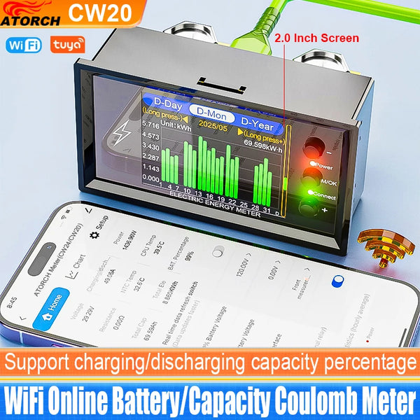 CW20 DC0-420V WiFi Tuya Smart Digital Lithium Battery Capacity Detection Tester DC Display Voltage Curren product image