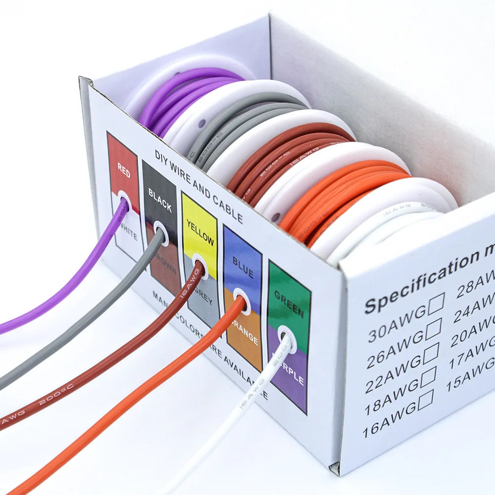 Heat Resistant Soft Silicone Wire 5 Colors in A Box Kit 30/28/26/24/22/20/18AWG Stranded detail image 4